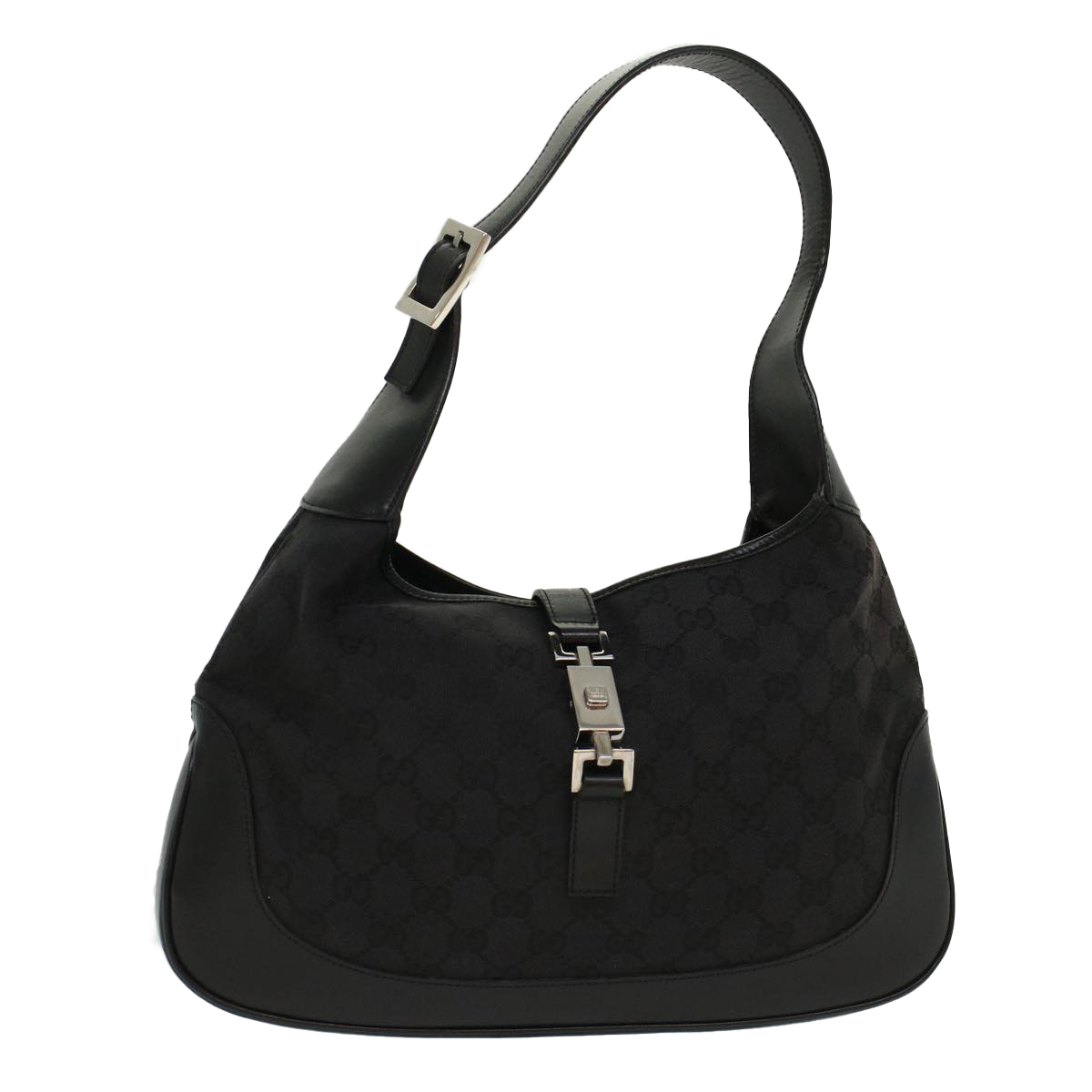 Gucci Gg Canvas Jackie Shoulder Bag Leather Black 0013306 002058 Auth Kk181